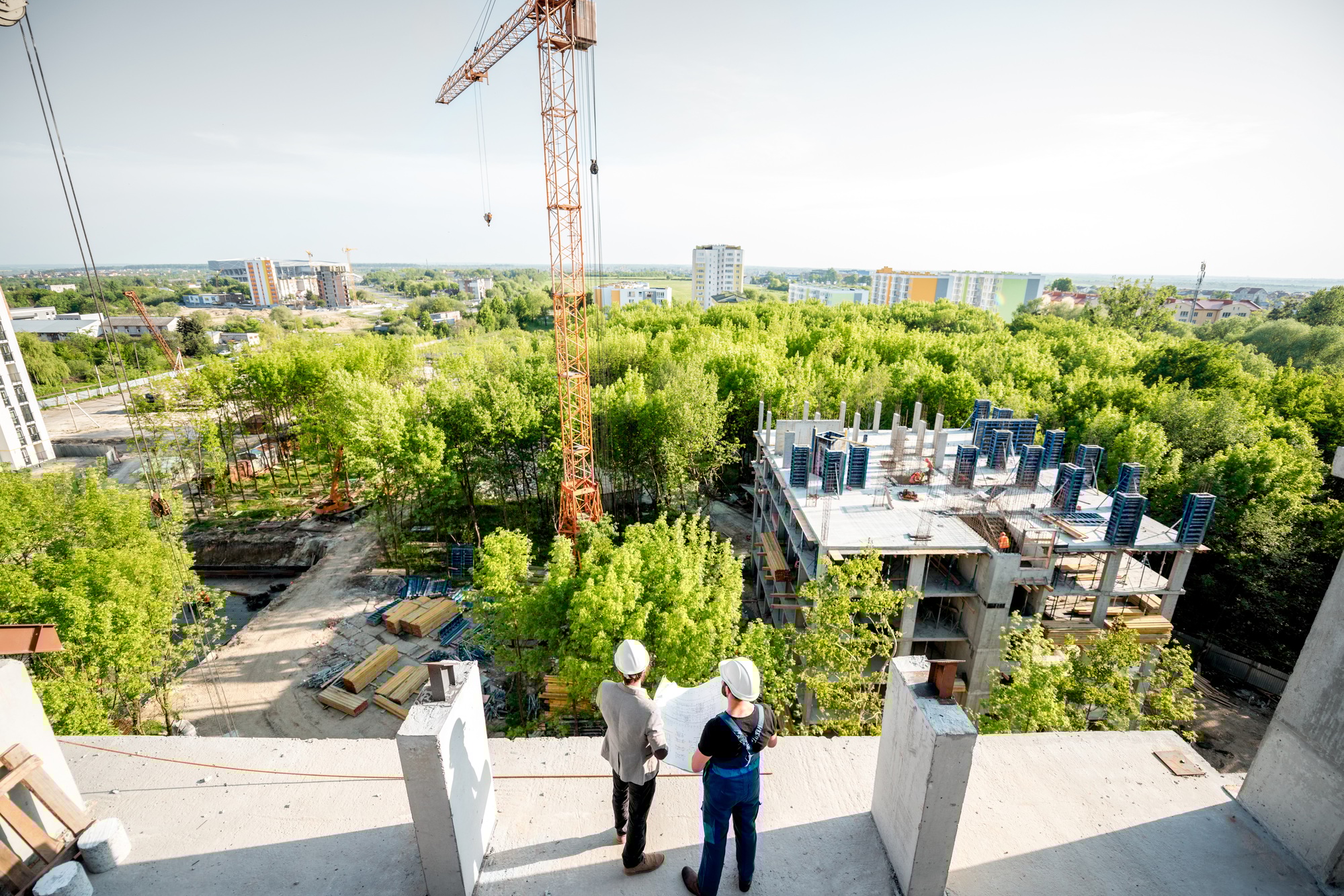 Construction site with workers